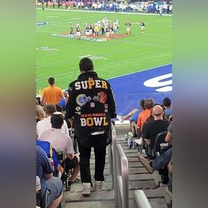 XXL distressed denim jacket with dior detail super bowl 2022 rams football